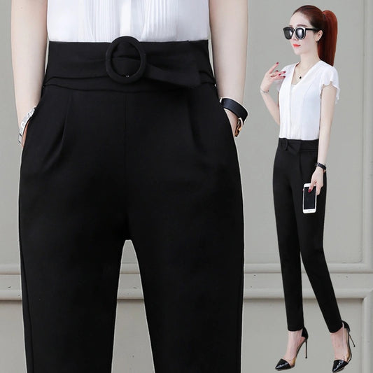 Stretch Thin Striped Professional Harem Pants Fashion All-match Casual Pants