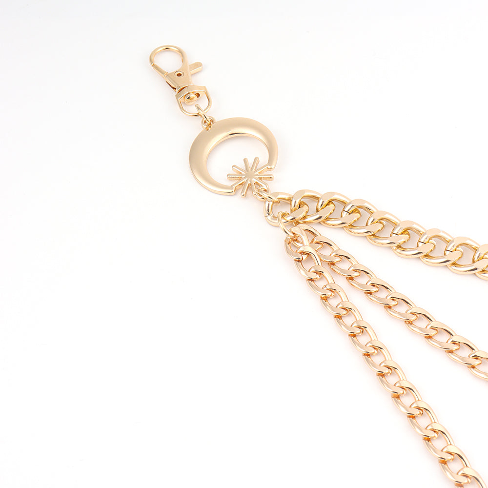 Personalized Waist Chain Moon Star Pendant Three-layer Metal Chain Slim European And American Cross-border Single Product Gold Versatile Corset