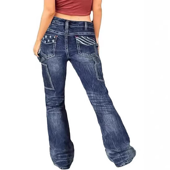 Sommerlige afslappede bootcut-bukser med slim pasform