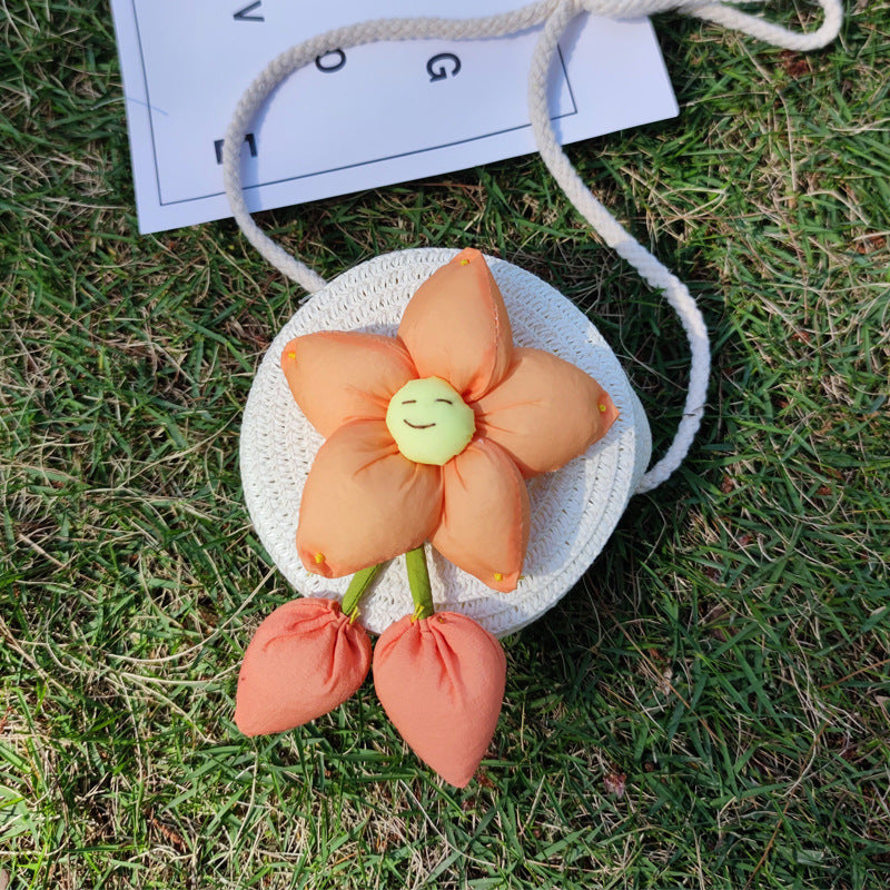 Grass Woven Bag For Children's Cute Crossbody