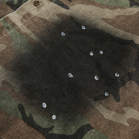 Coat Vintage Splash-ink Distressed Camouflage Shirt For Men