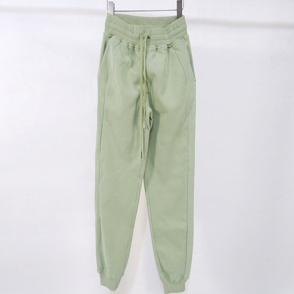 Drawstring Sports Pure Cotton Outdoor Fitness Ankle-tied Women Plus Velvet Sweater Pants
