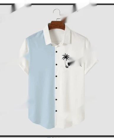 Men's Casual Fashionable Digital-Print Short-Sleeve Shirt