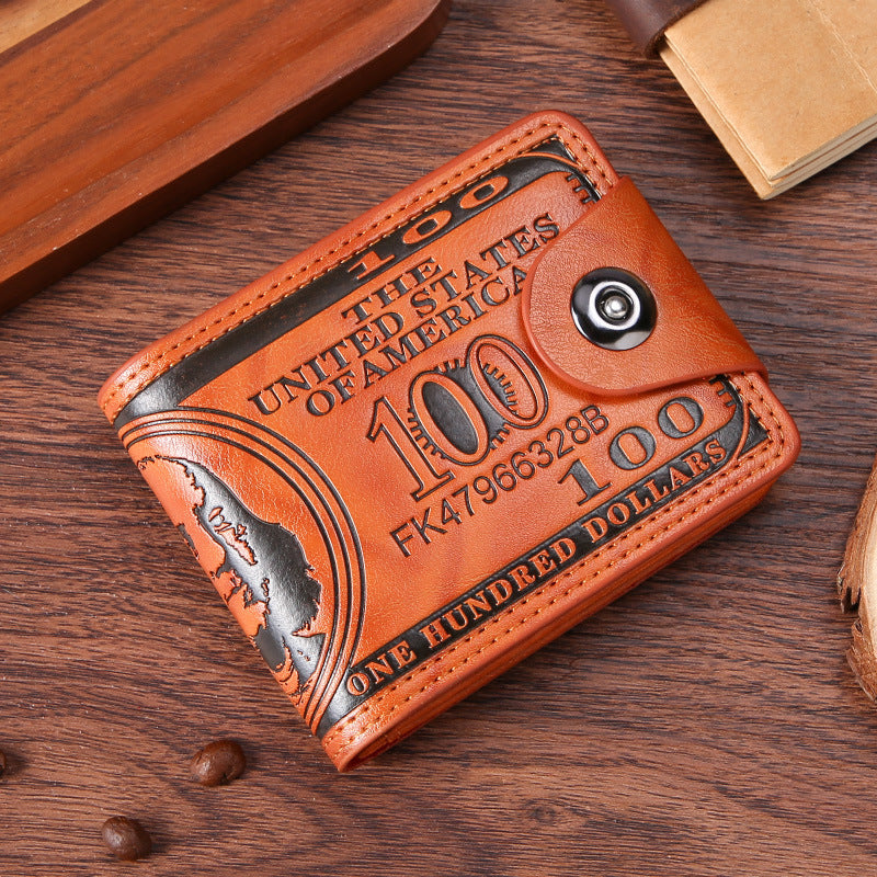 Personalized Dollar Wallet Men's Two-fold Buckle Multiple Card Slots Wallet Purse