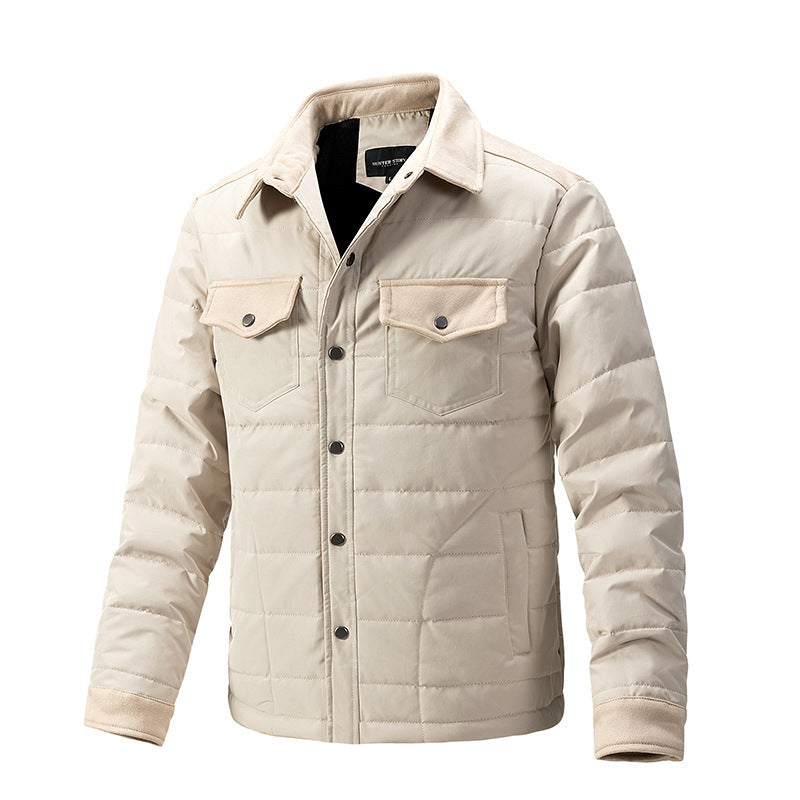 Casual Fall Winter Men Lapel Plaid Coat