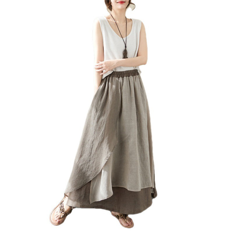 Spring And Summer New Women's Irregular Linen Skirt