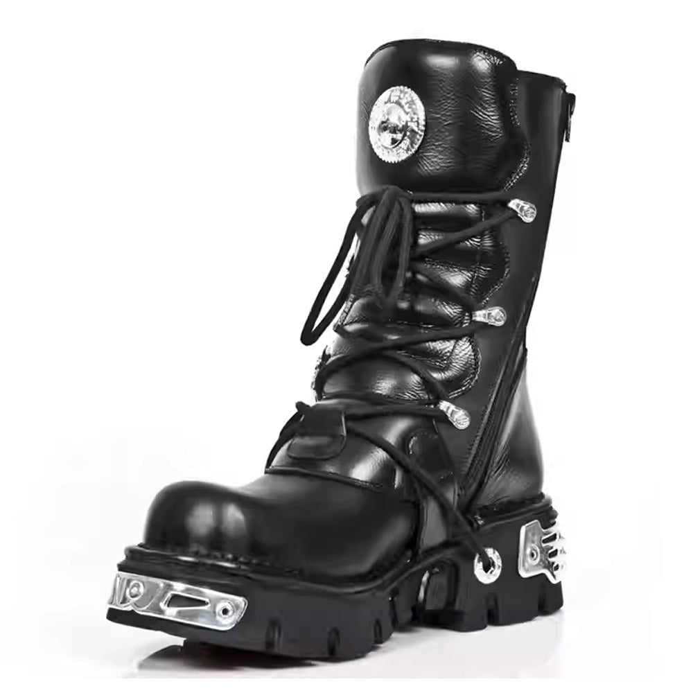 Handmade Thick-Soled Elevator Boots In Genuine Leather Featuring