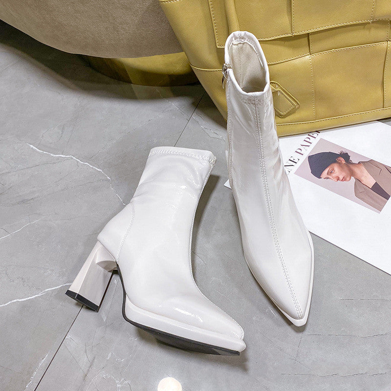 Thick-heeled Fashion Heighten Elastic High-heeled Martin Boots