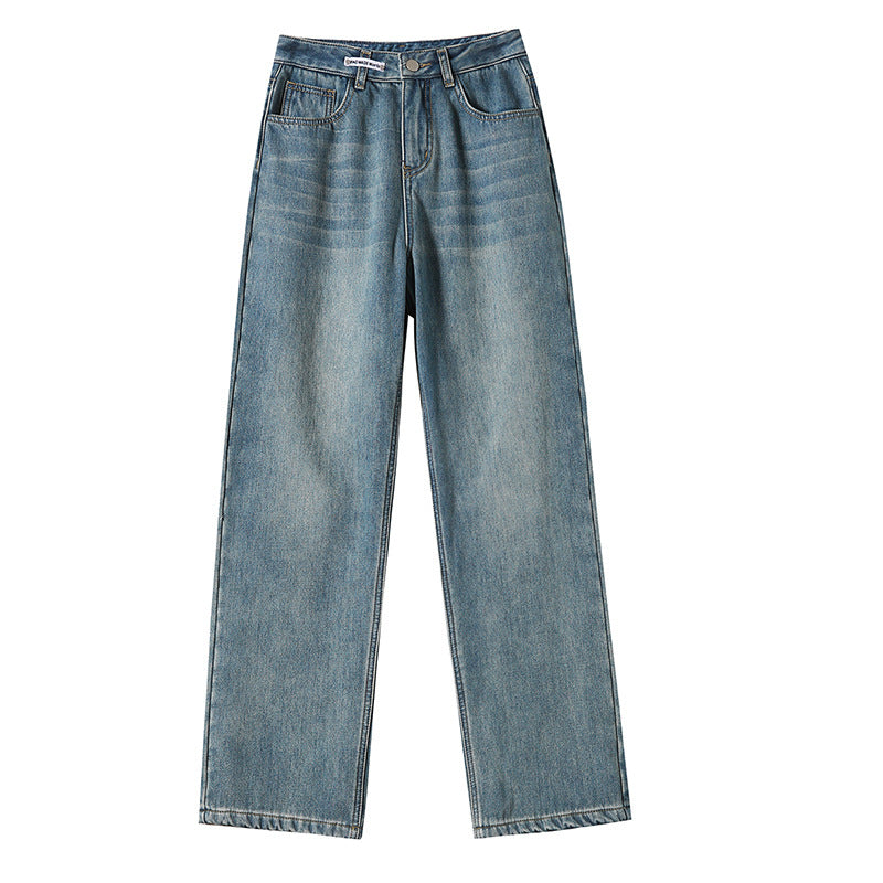 Fleeceforede jeans til kvinder med høj talje, løst design