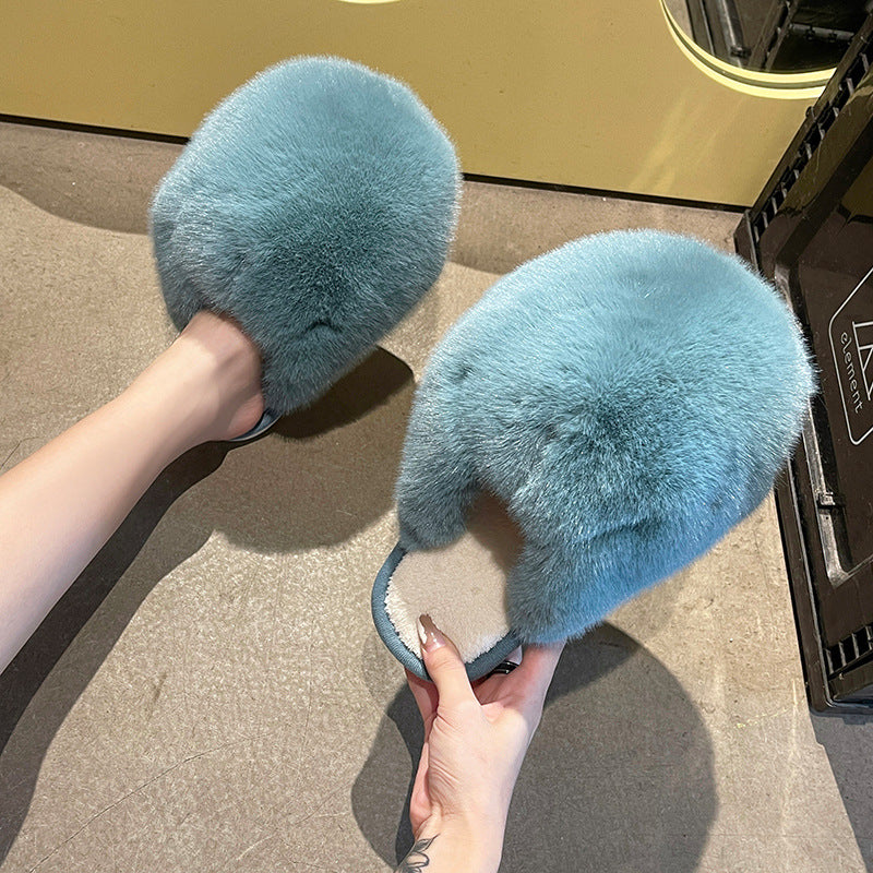 Women's Plush Fluffy Fur Ball Warm Slippers
