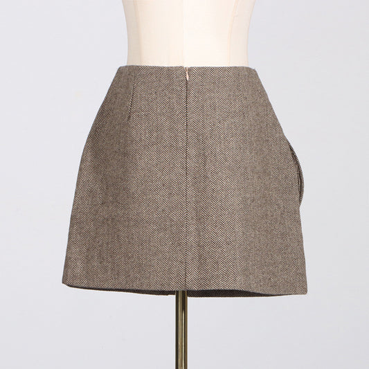 Elegant Style High Waist A- Line Skirt Fashionable Three-dimensional Flower Stitching Design Short Skirt
