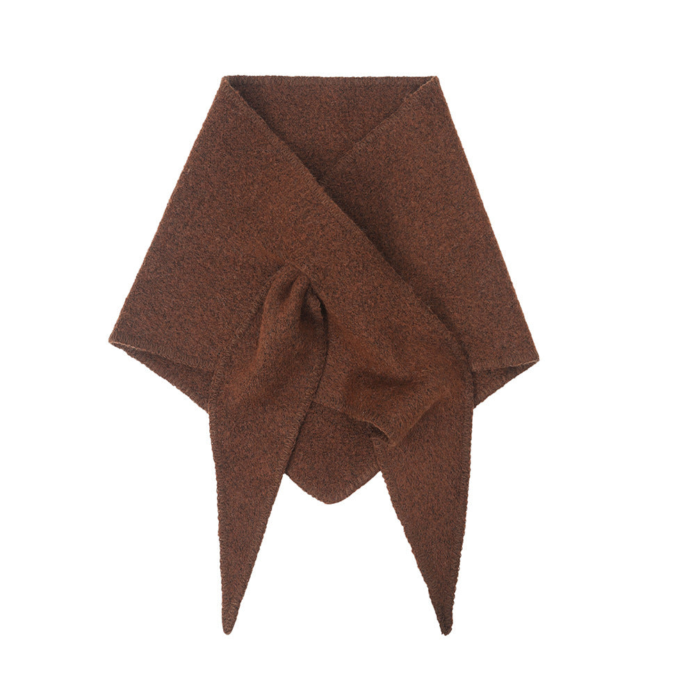 Autumn And Winter Clip Flower Wool Knitted Triangular Binder Shawl Scarf