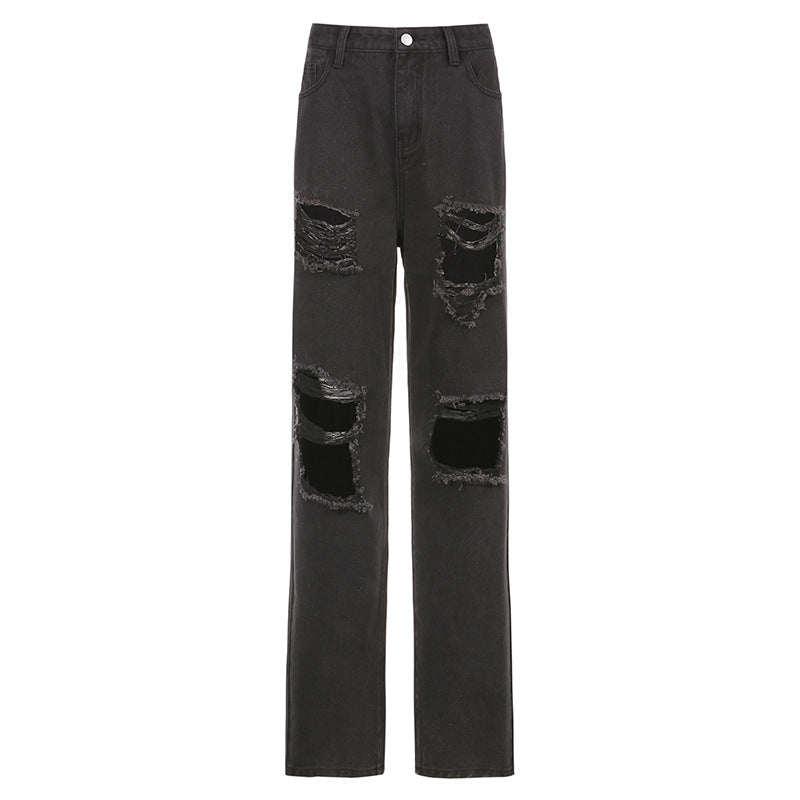 Casual Trendy Sexy Women's Jeans With Ripped Raw Edges