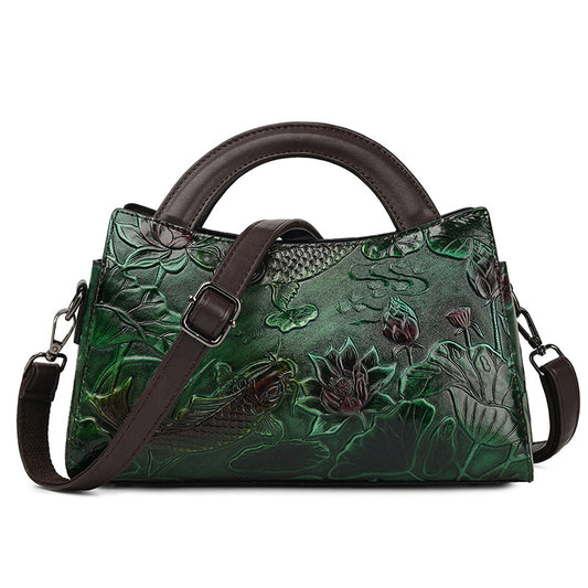 Elegant Retro Præget Crossbody Taske med Stor Kapacitet
