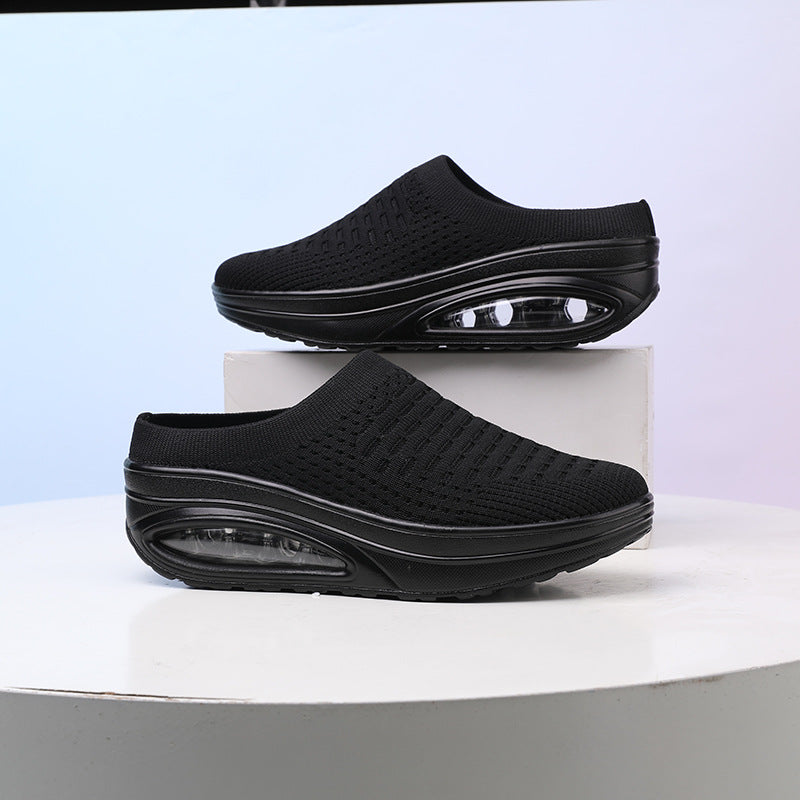 Plus Size Air Cushion Increased Slip-on Wedge Casual Pumps Sports Style Lazy Slippers