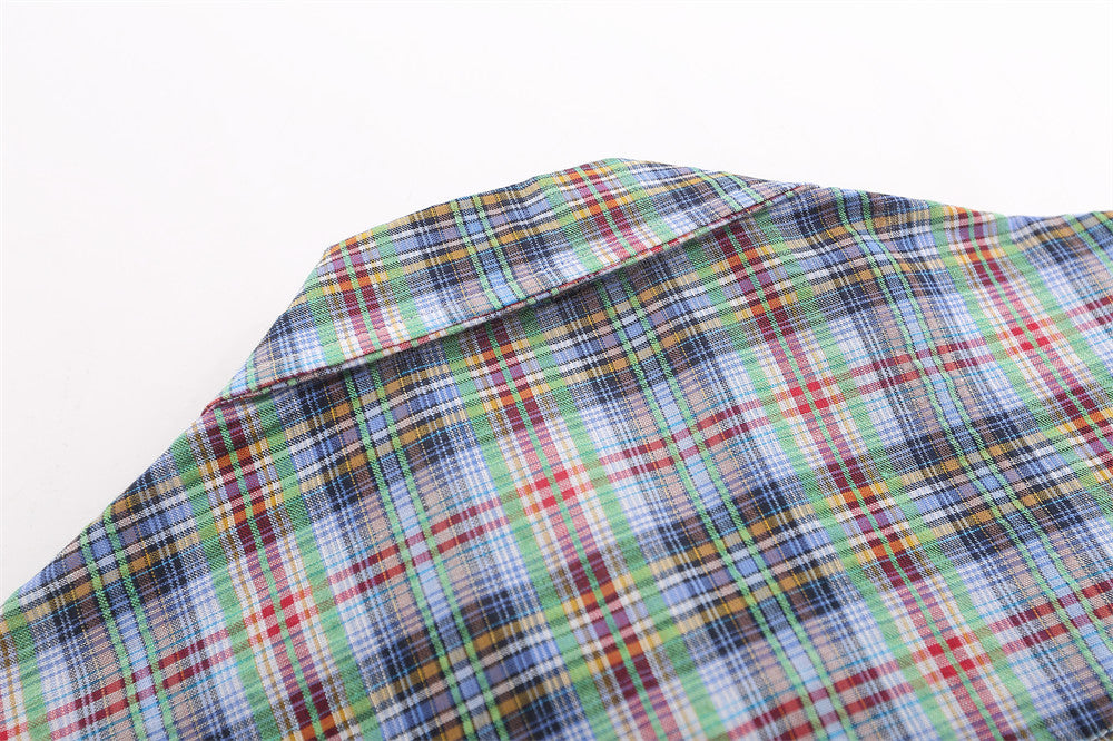 American Casual Retro Plaid Shirt Boys Loose Long Sleeve