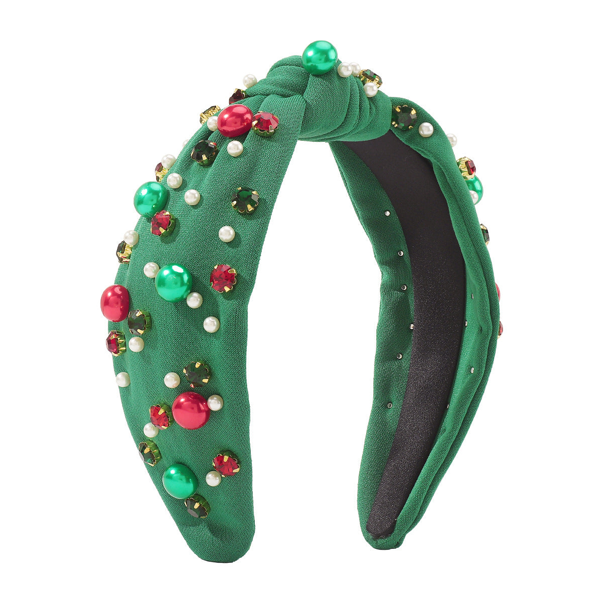 Christmas Wide-brimmed Diamond Beaded Contrast Color Knotted Light Luxury Festival Headband