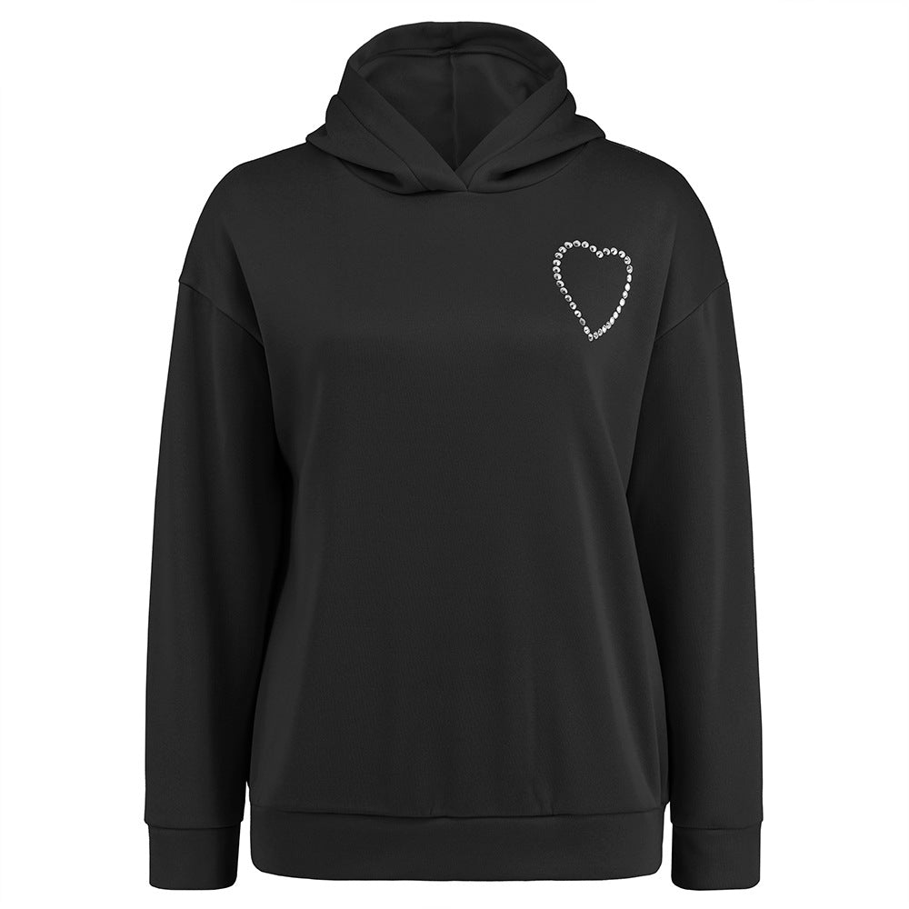 Langærmet hættetrøje til kvinder med "Love"-print