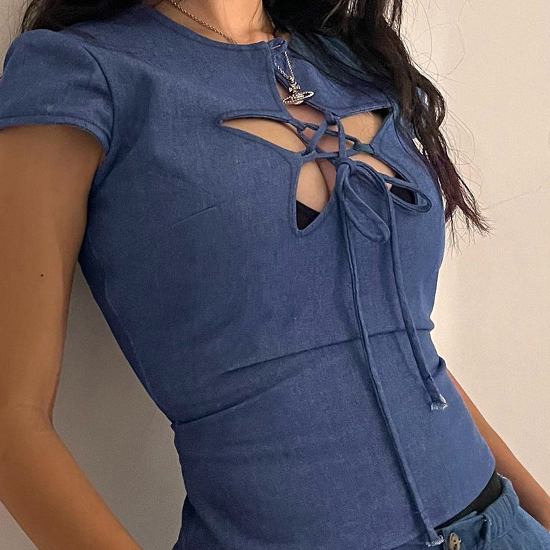 Trendy Ins XINGX Hollow Out Tied Top