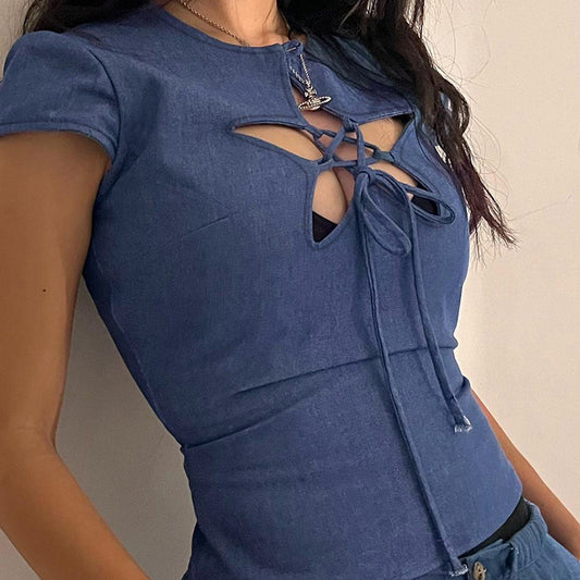 Trendy Ins XINGX Hollow Out Tied Top