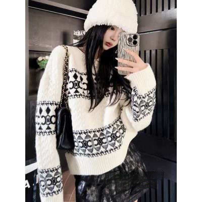 Fashion Trend Jacquard Sweater Casual Loose And Lazy Style