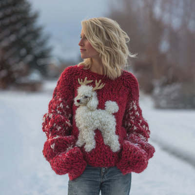 Womens Soft Comfortable And Sweet Crew Neck Long Sleeve Knit Sweater
