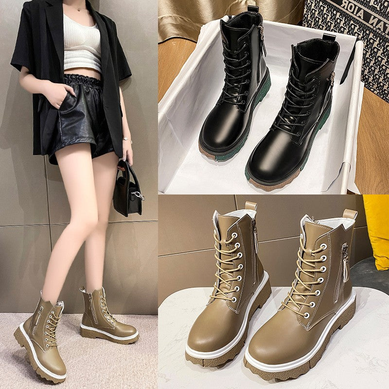 Martin Boots Female British Style New Fashion Thick-soled Short Tube