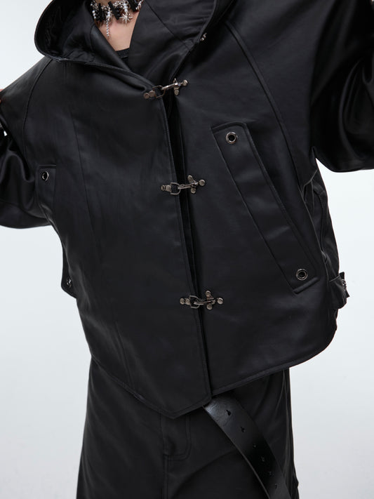 Profile Heavy Industry Hooded Leather Coat Suit