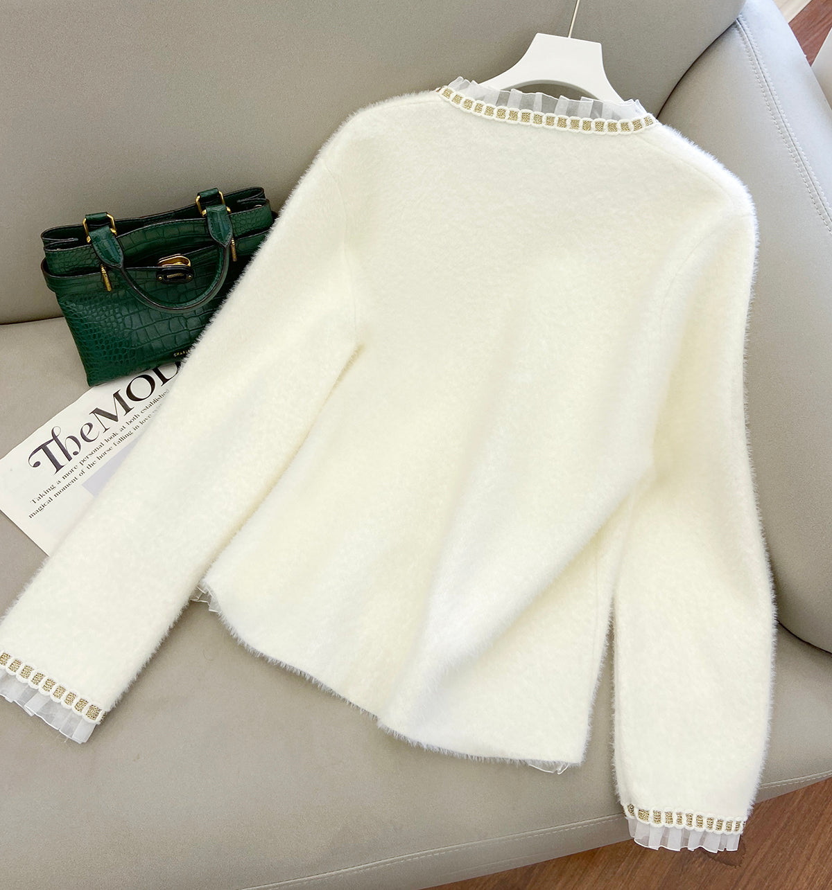 Cardigan niche manteau velours vison style western haut de gamme
