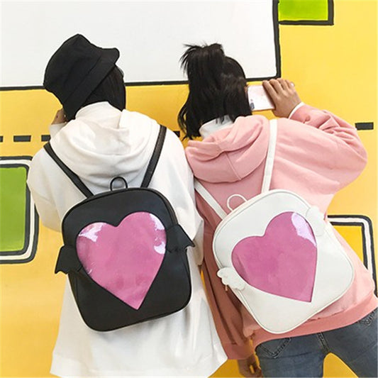 Transparent Cute Heart Window Soft Girl Backpack
