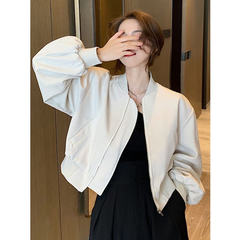 Women's Versatile Stand-up Collar Baseball Jacket For Spring And Autumn