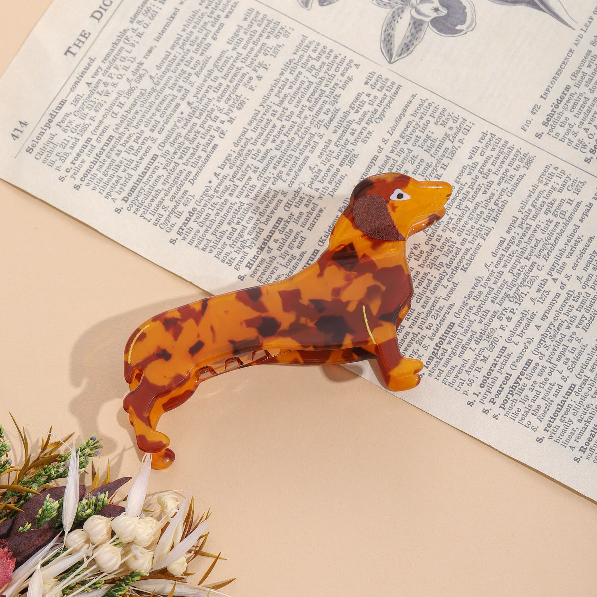 Dachshund Acrylic Hair Clip Shark Clip