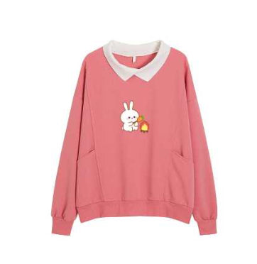 Camping Bags Bun Bread Rabbit Oversized Collar Thin Pullover