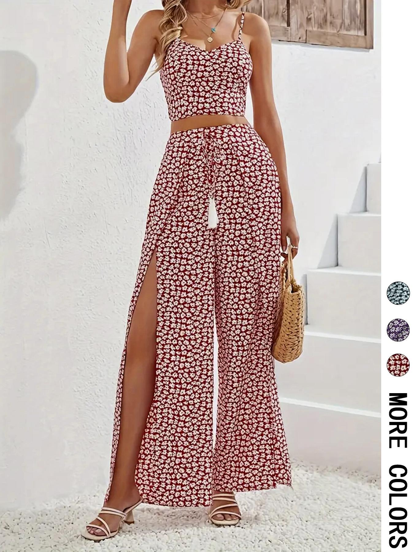 Women's Holiday Printed Strap Two-Piece Set