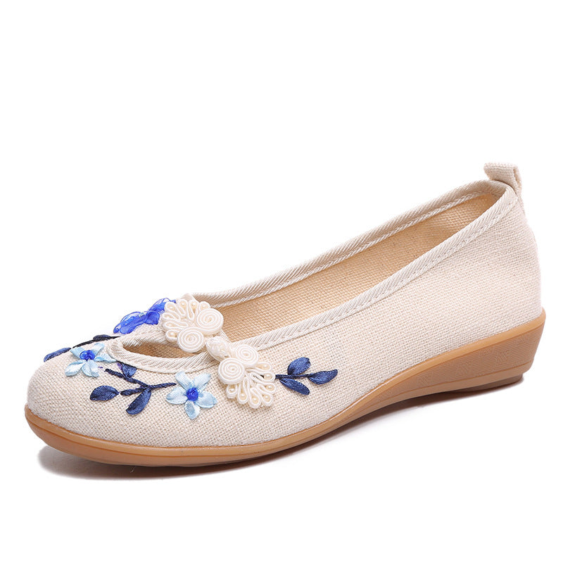 Women's Cotton And Linen Ethnic Style Handmade Embroidered Shoes