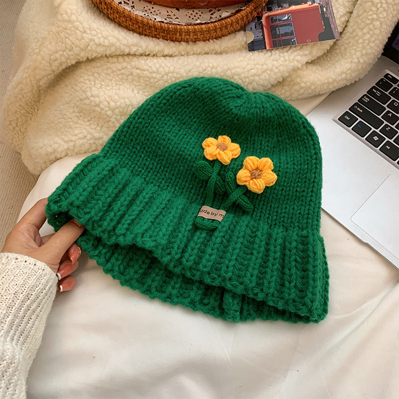 Flower Wool Hat Makes Women Cute And Show Their Faces