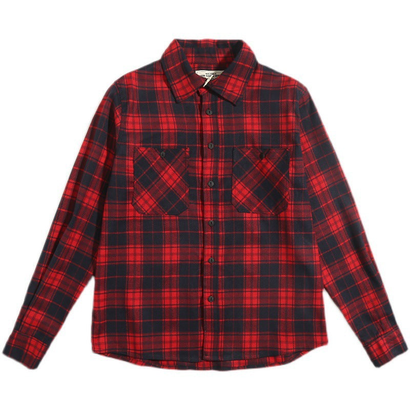 Thickened Double Pocket Overalls Long Sleeve Shirt Men