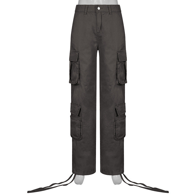 American Street Hip Hop Style Denim Cargo Pants Trousers