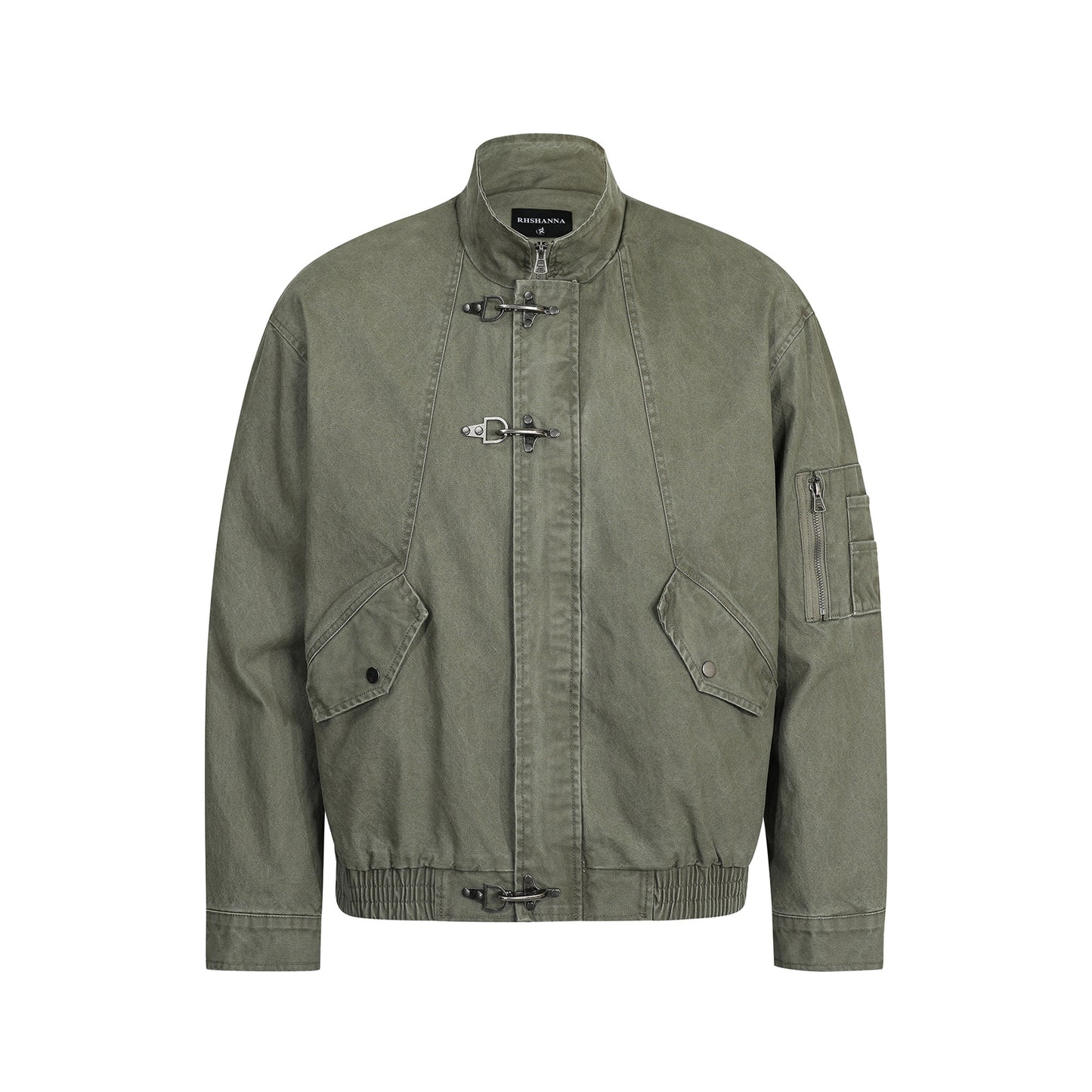 American Retro Autumn And Winter High-end Washed Vintage Design Stand-collar Casual Jacket