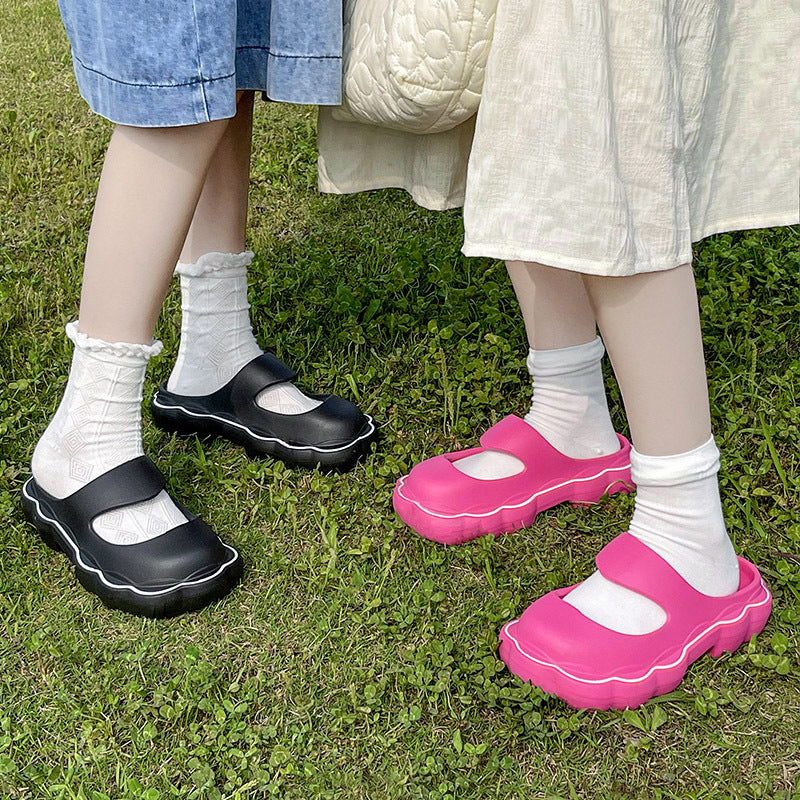 Female Summer Cute Thick Bottoming Quiet Outside Wear Sandals