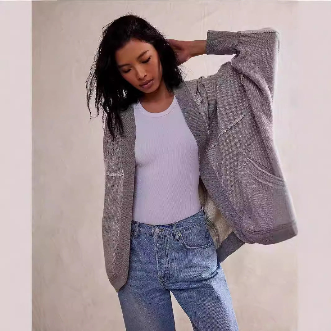 American Retro Sports Hooded Cardigan High-grade Sweater
