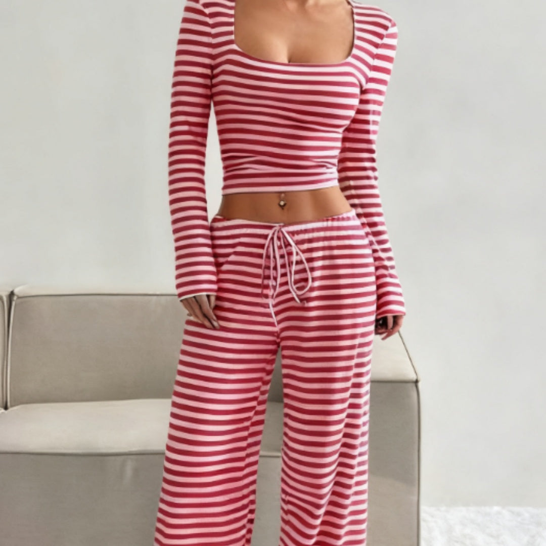 Women's Versatile Striped Knitted Slim Fit Suit