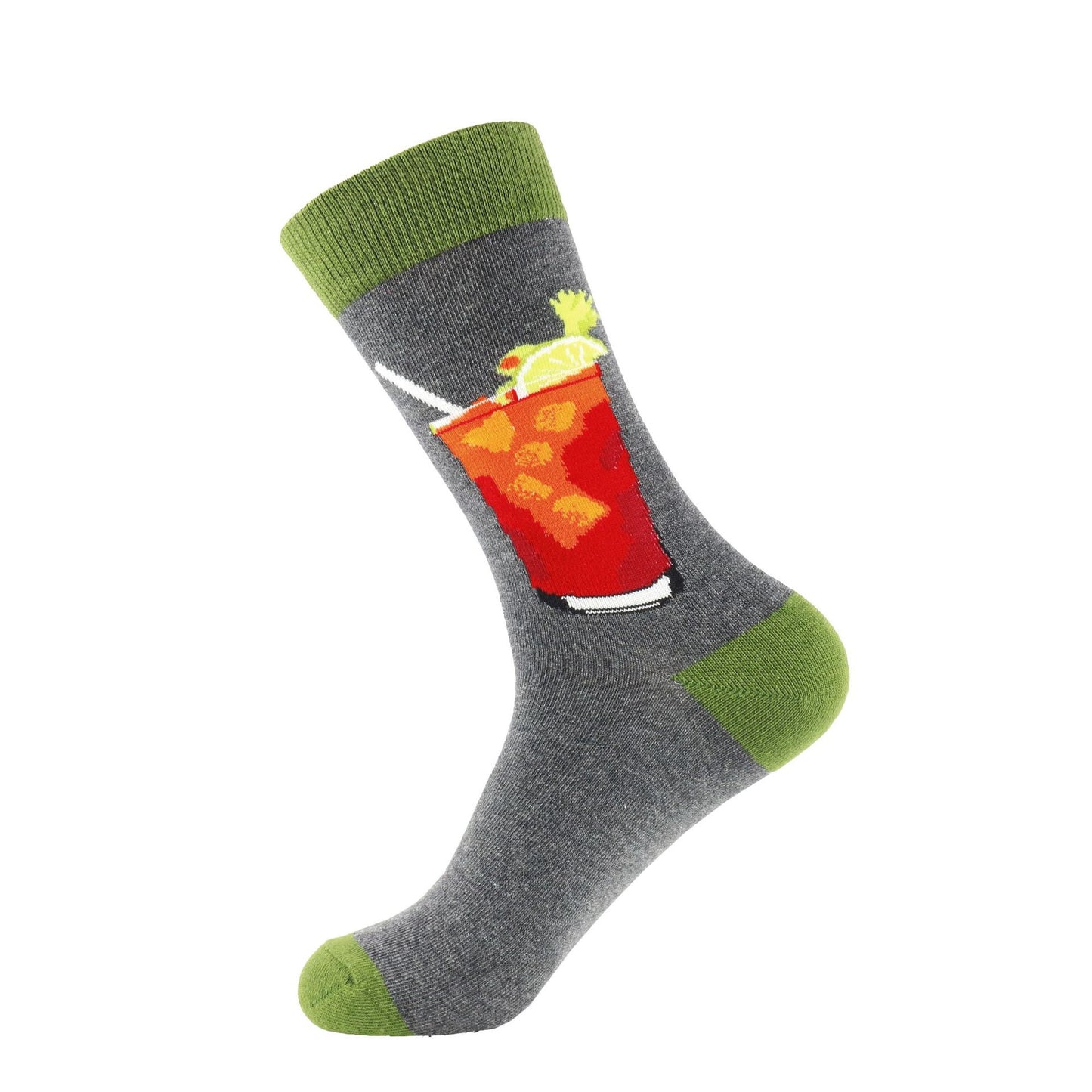 Fashion Color Wine Glass Drink Cotton Mid-calf Length Socks