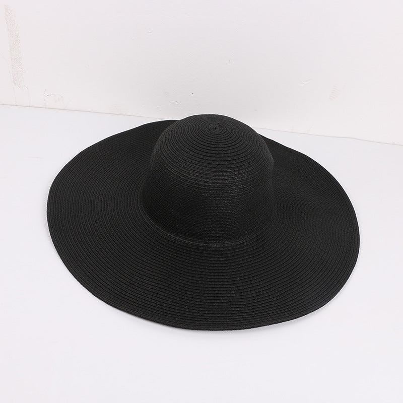 Women's Outdoor Large Brim Solid Color Straw Hat