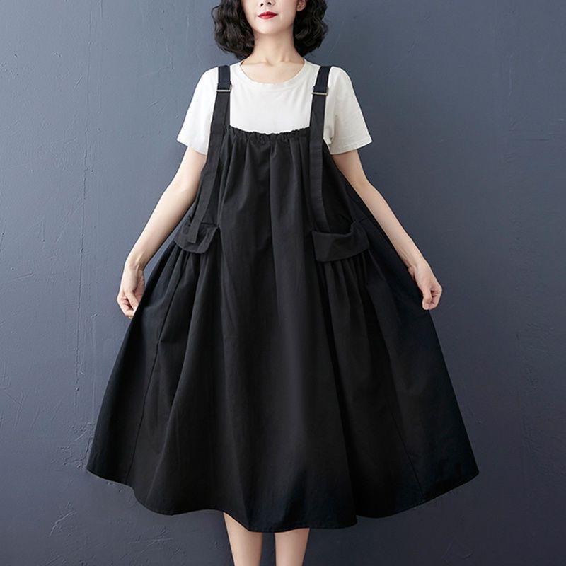 Summer Wear Belly Covering Slimming Fat Sister Western Style Youthful-looking Braces Skirt