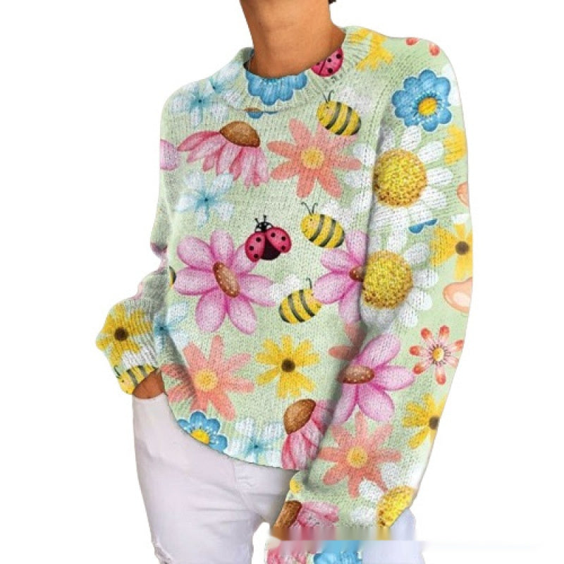 Dame Sweater Med Rund Hals Afslappet Pendler Sweater