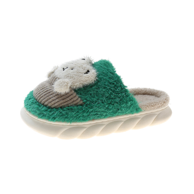 Female Cute Cartoon Baotou Indoor Woolen Cotton Slippers