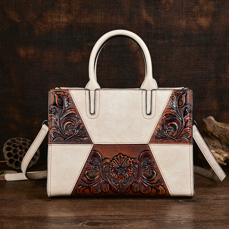 New Embossed Patchwork Womens Bag With Large Capacity