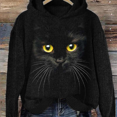 Womens Retro Jacquard Loose Crew-Neck Sweater