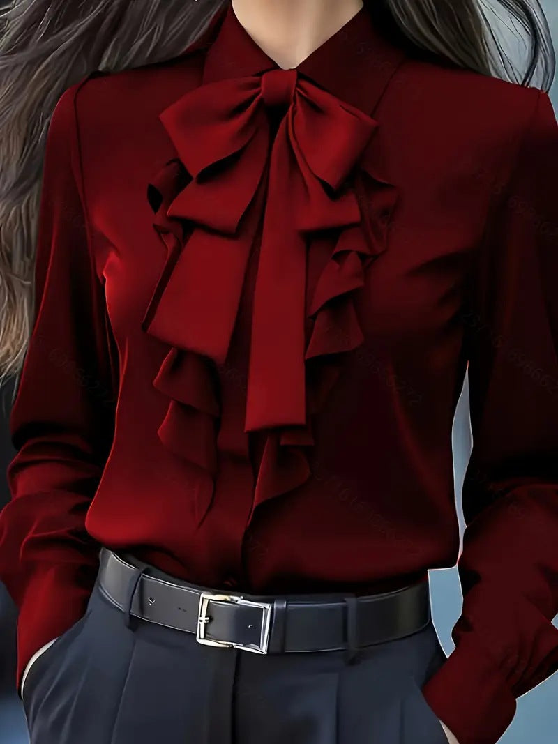 Sophisticated And Elegant Long-sleeve Solid-color Shirt